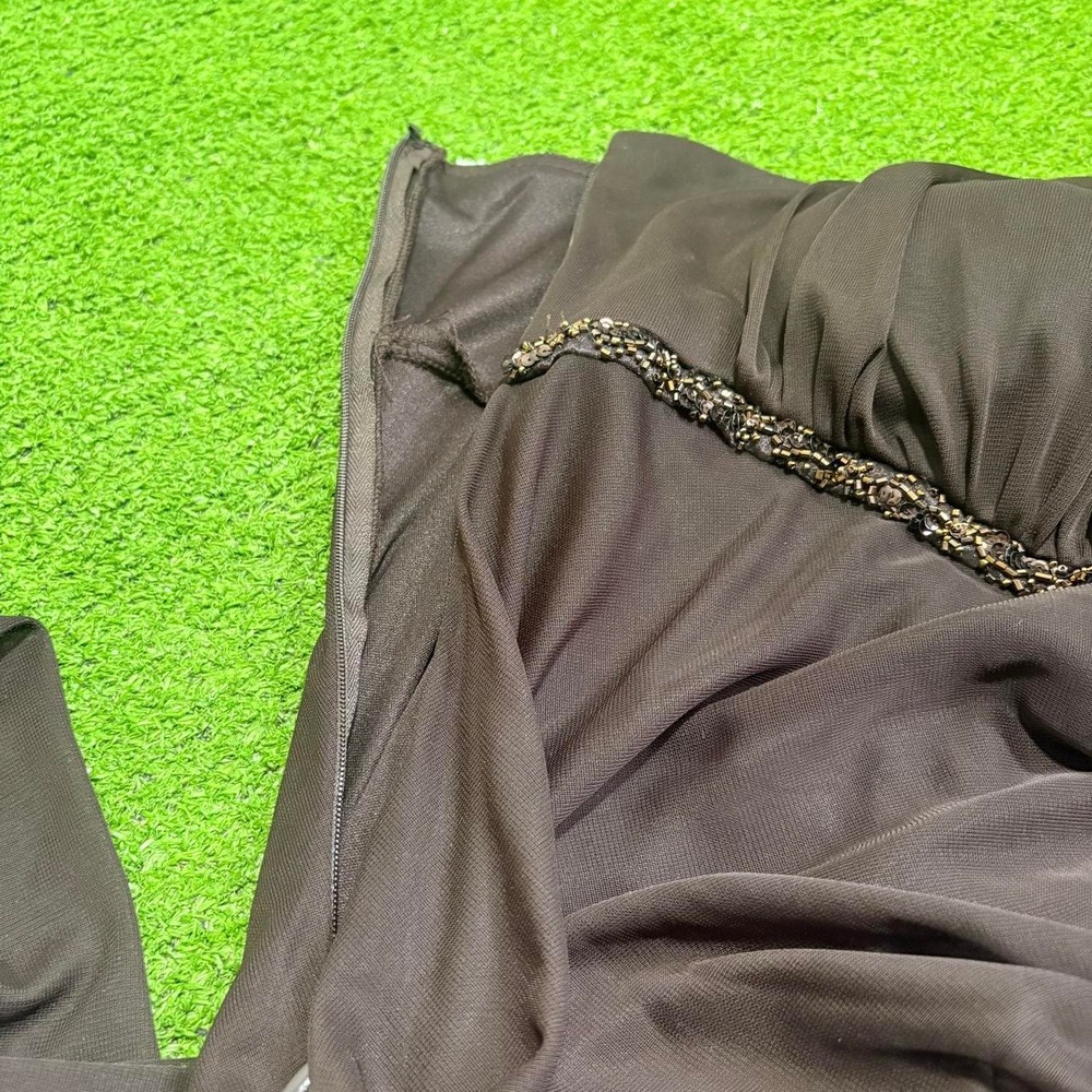 Vtg Y2K Davids Bridal Chocolate Brown Empire Waist Ruched Evening Dress Size 12 - Picture 7 of 8